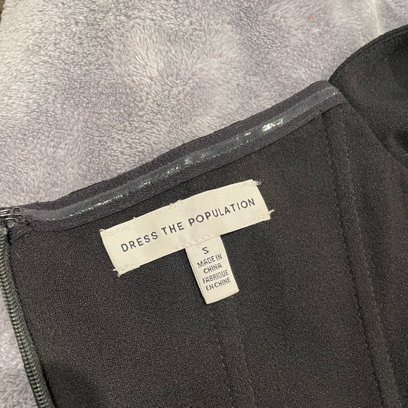 Dress The Population Bailey Off The Shoulder Dress Womens Small Black Boning - Picture 8 of 16